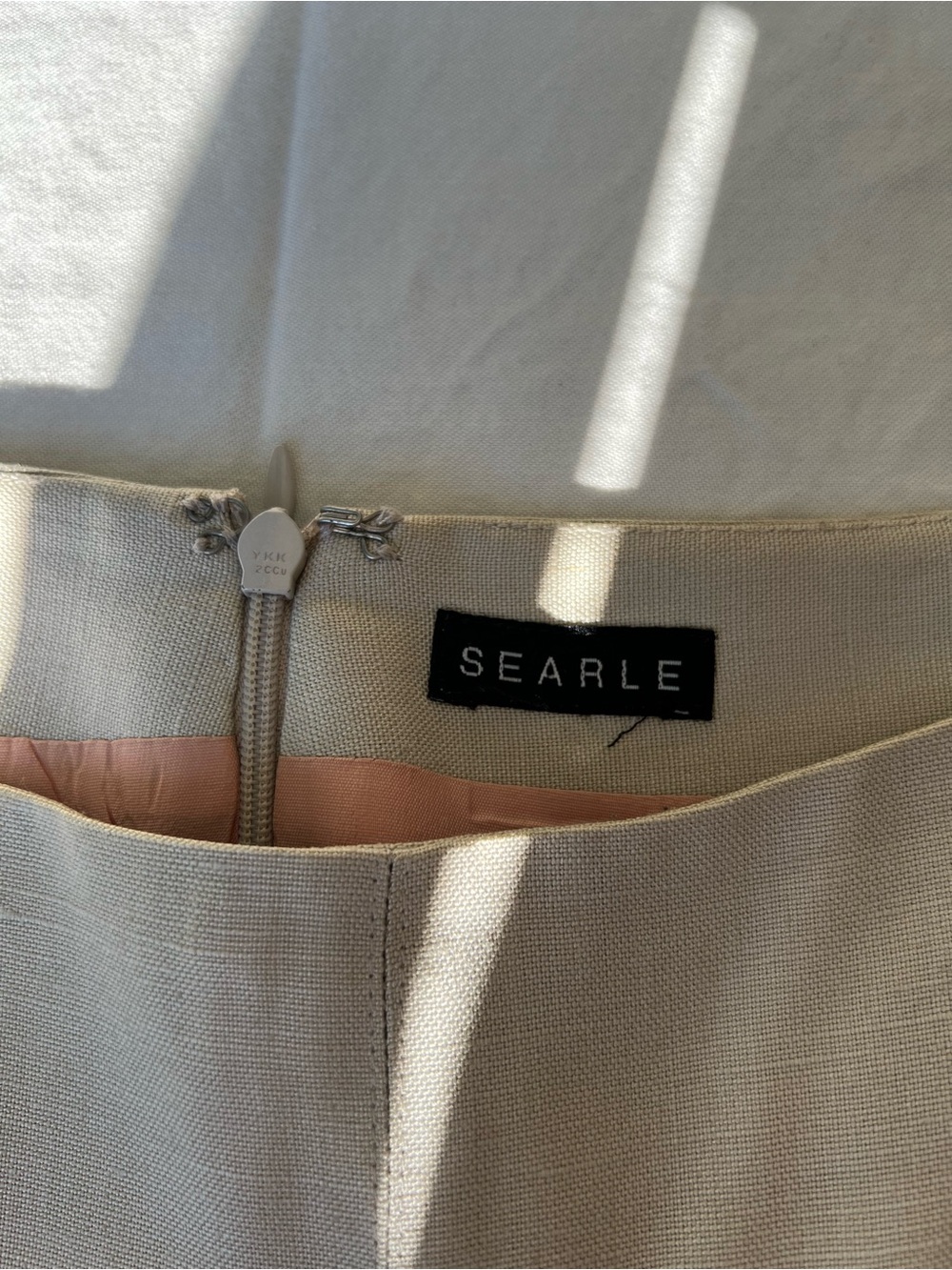 Vintage Searle Champagne Silk/Linen Look Pleated Skirt Minimalist - Picture 4 of 10